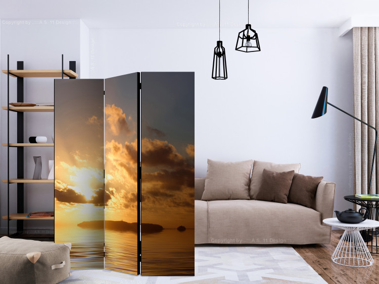 Folding Screen Sea - Sunset (3-piece) - lonely island and cloudy sky 134147 additionalImage 4
