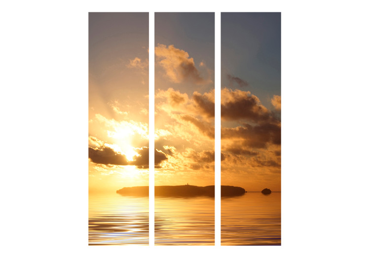 Folding Screen Sea - Sunset (3-piece) - lonely island and cloudy sky 134147 additionalImage 3