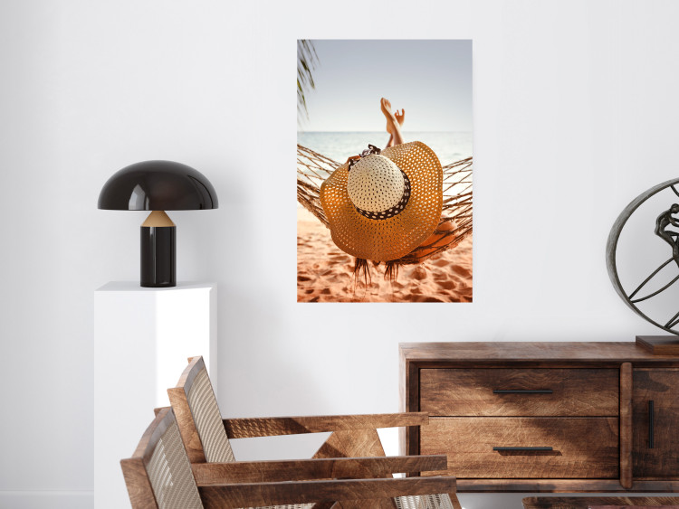 Poster Beach Hammock - summer landscape with a resting woman against the sea 136047 additionalImage 15