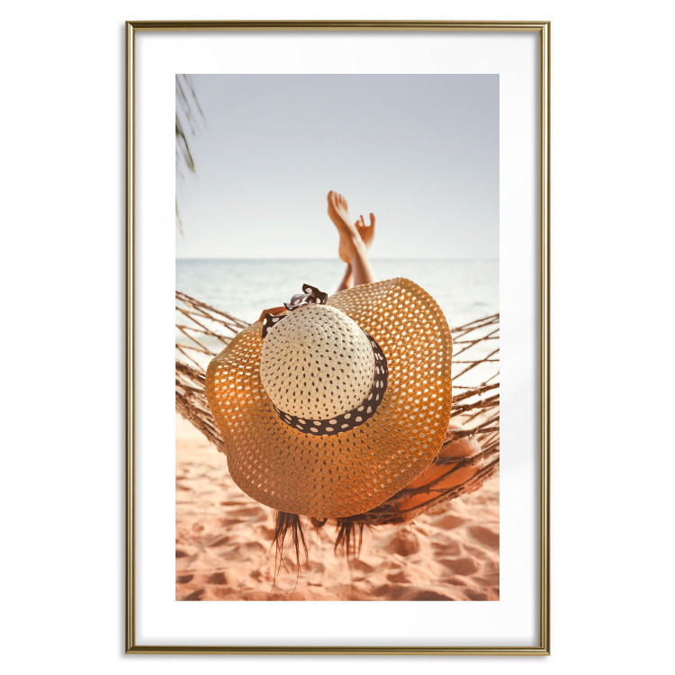 Poster Beach Hammock - summer landscape with a resting woman against the sea 136047 additionalImage 26
