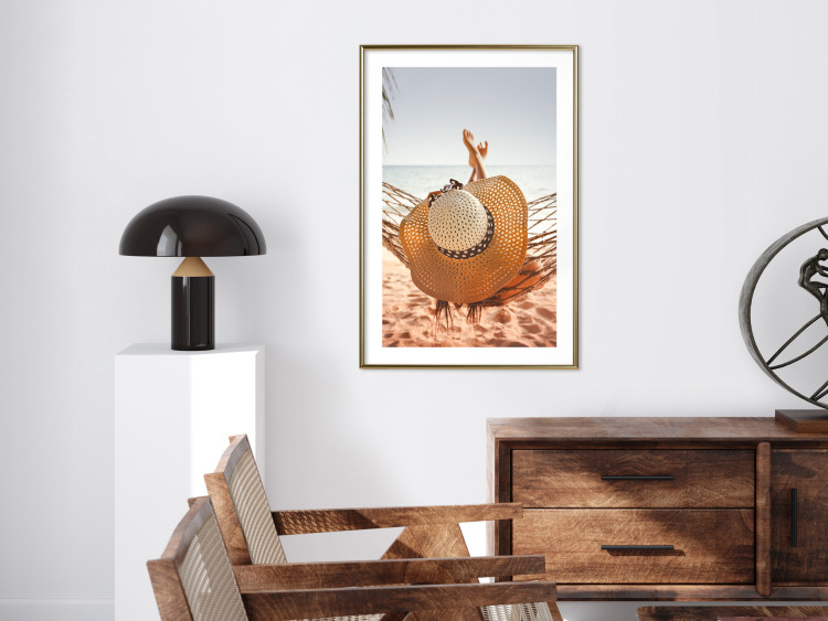 Poster Beach Hammock - summer landscape with a resting woman against the sea 136047 additionalImage 16