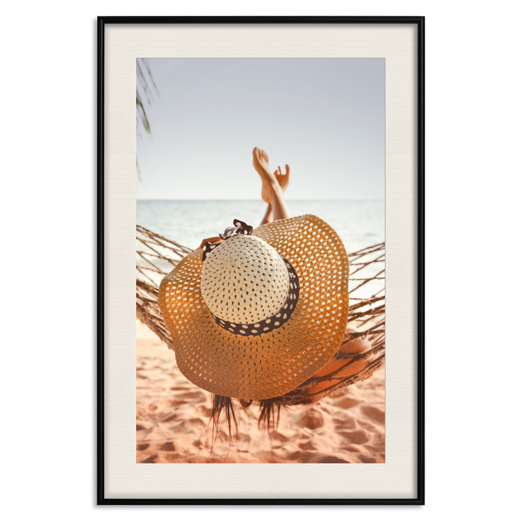 Poster Beach Hammock - summer landscape with a resting woman against the sea 136047 additionalImage 23