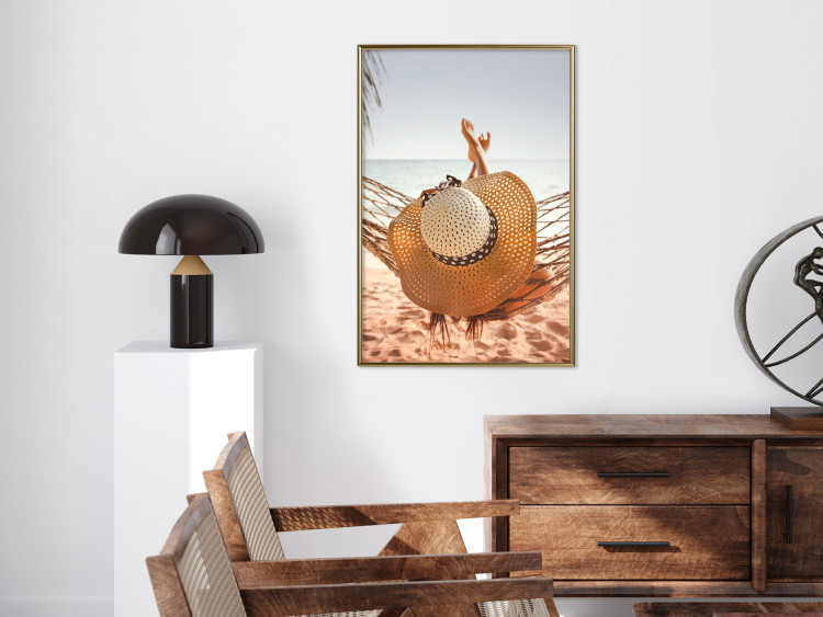 Poster Beach Hammock - summer landscape with a resting woman against the sea 136047 additionalImage 12