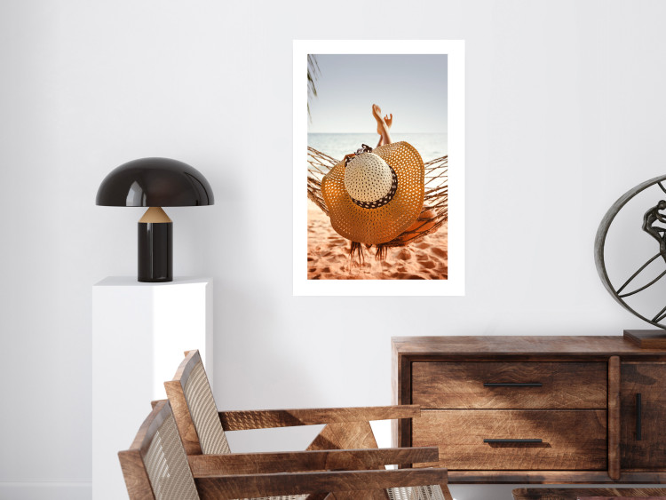 Poster Beach Hammock - summer landscape with a resting woman against the sea 136047 additionalImage 13