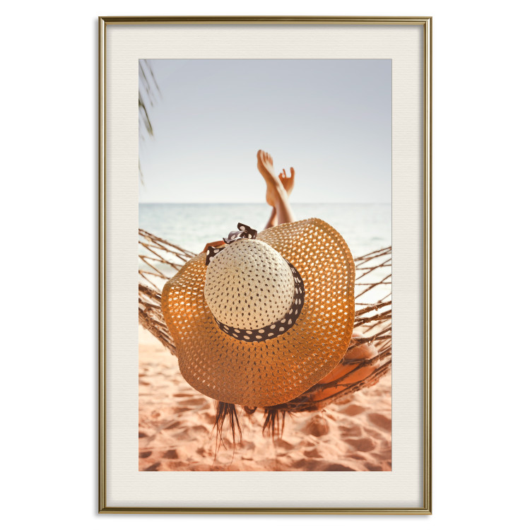 Poster Beach Hammock - summer landscape with a resting woman against the sea 136047 additionalImage 24