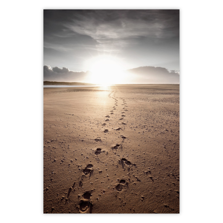 Wall Poster Our Path - landscape of a vast beach against the glow of a setting sun 138047