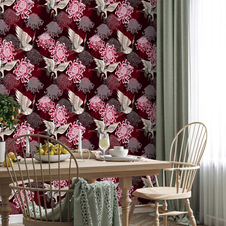 Modern Wallpaper Cranes in Flowers 138647 additionalImage 9