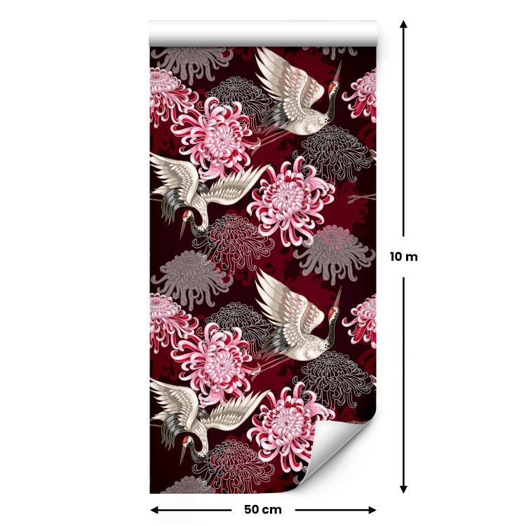 Modern Wallpaper Cranes in Flowers 138647 additionalImage 2