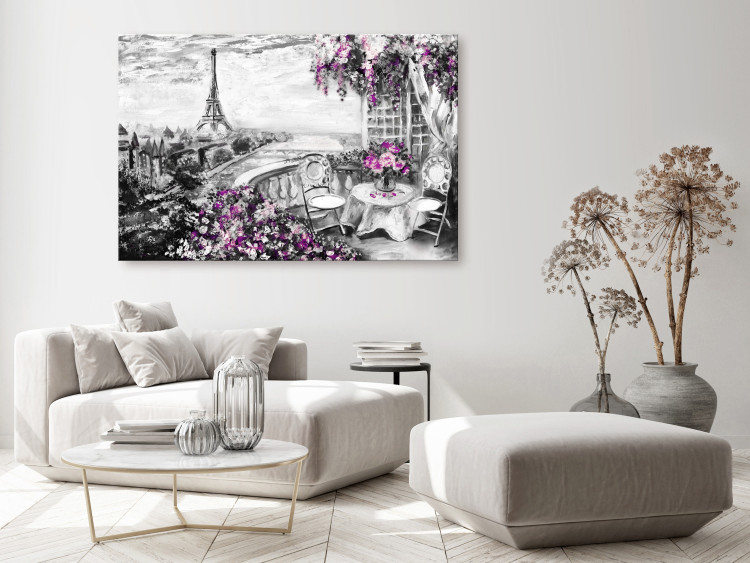 Canvas Art Print Parisian Balcony (1-piece) Wide - city panorama with Eiffel Tower 138747 additionalImage 3