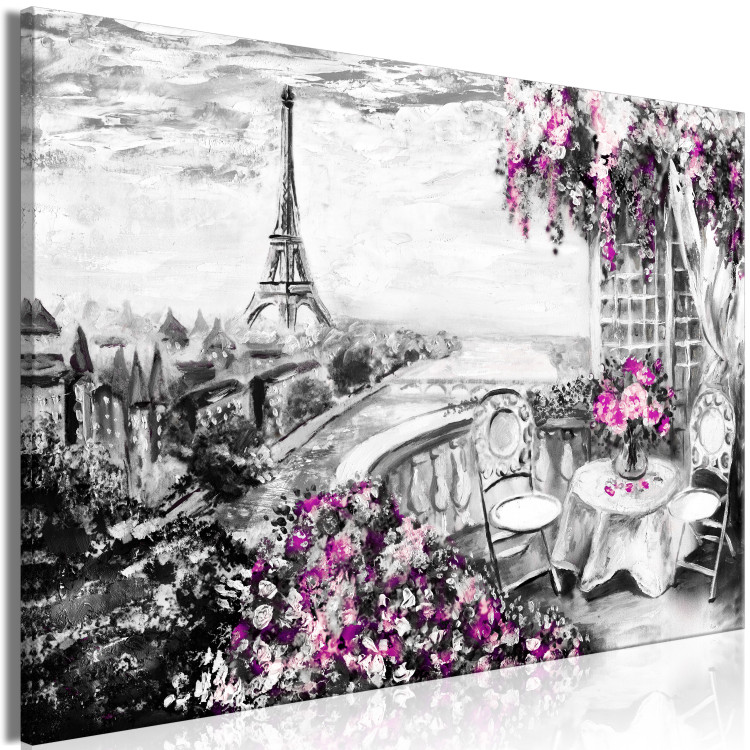 Canvas Art Print Parisian Balcony (1-piece) Wide - city panorama with Eiffel Tower 138747 additionalImage 2