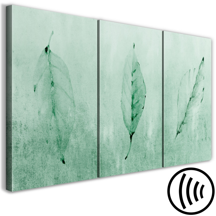Canvas Brush of Spring (3-piece) - teal landscape with green leaves 143247 additionalImage 6