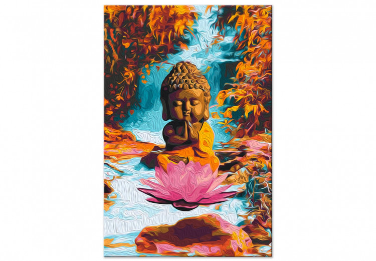 Paint by Number Kit Autumn Zen - A Small Buddha in a Lotus Flower with a Waterfall in the Background 146547 additionalImage 4