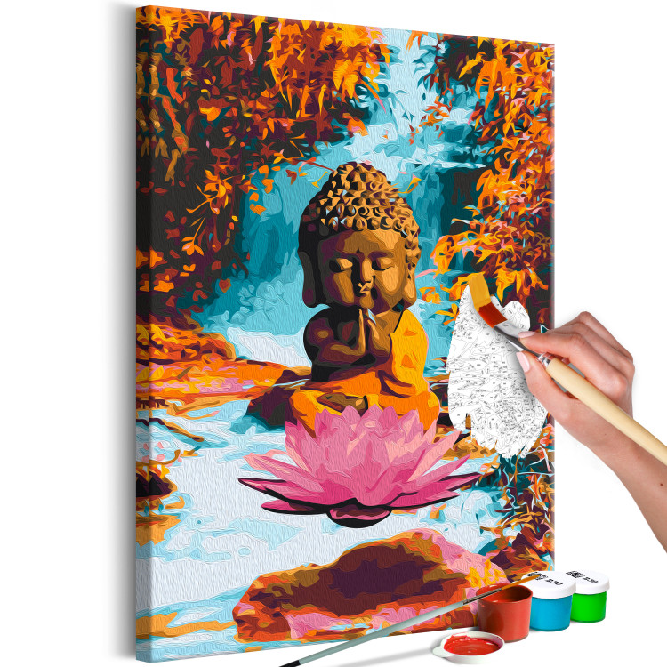 Paint by Number Kit Autumn Zen - A Small Buddha in a Lotus Flower with a Waterfall in the Background 146547 additionalImage 3