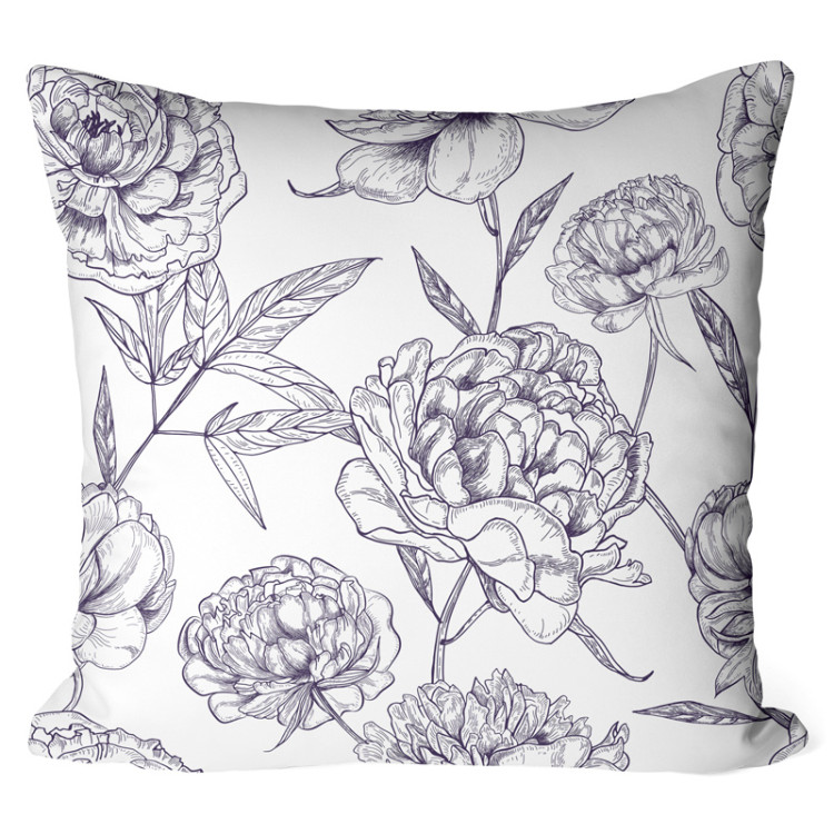 Decorative Microfiber Pillow The country garden - a cottagecore style print with peony flowers cushions 146847