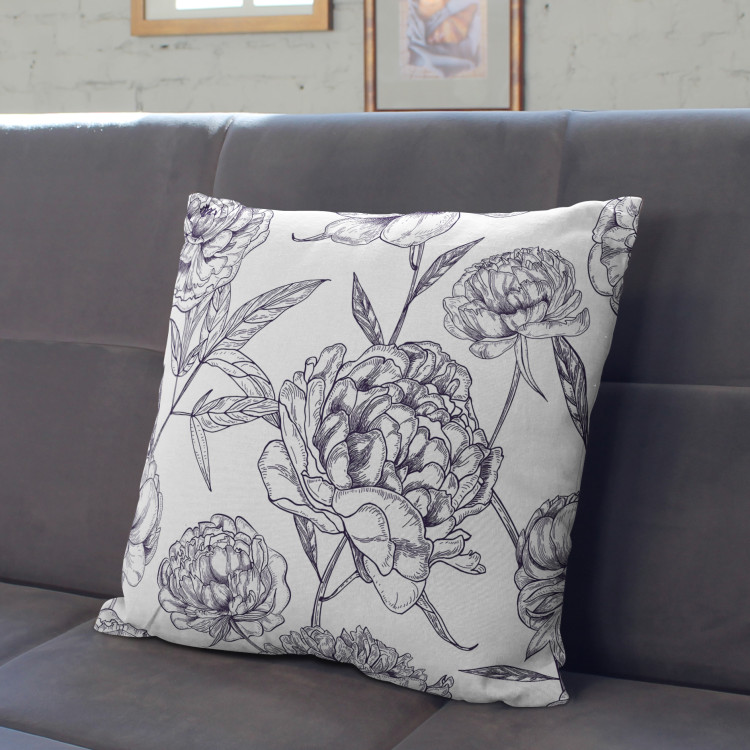 Decorative Microfiber Pillow The country garden - a cottagecore style print with peony flowers cushions 146847 additionalImage 2