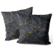 Decorative Velor Pillow Cracked magma - graphite imitation stone pattern with golden streaks 147047 additionalThumb 3