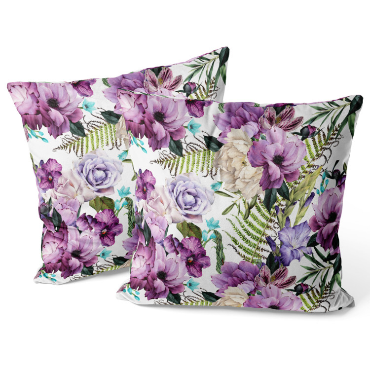 Decorative Velor Pillow Joyful bouquet - composition of purple flowers on a white background 147147 additionalImage 3