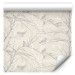 Modern Wallpaper Forest Pattern - Gray Birds on Twigs on a Beige Background 150047 additionalThumb 1