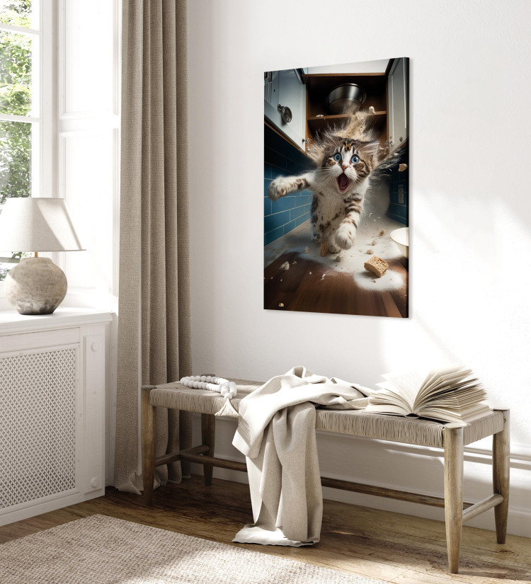 Canvas AI Cat - Animal Escaping From the Kitchen After Breaking Supplies - Vertical 150247 additionalImage 4