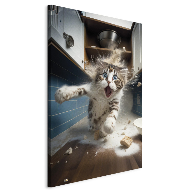 Canvas AI Cat - Animal Escaping From the Kitchen After Breaking Supplies - Vertical 150247 additionalImage 2