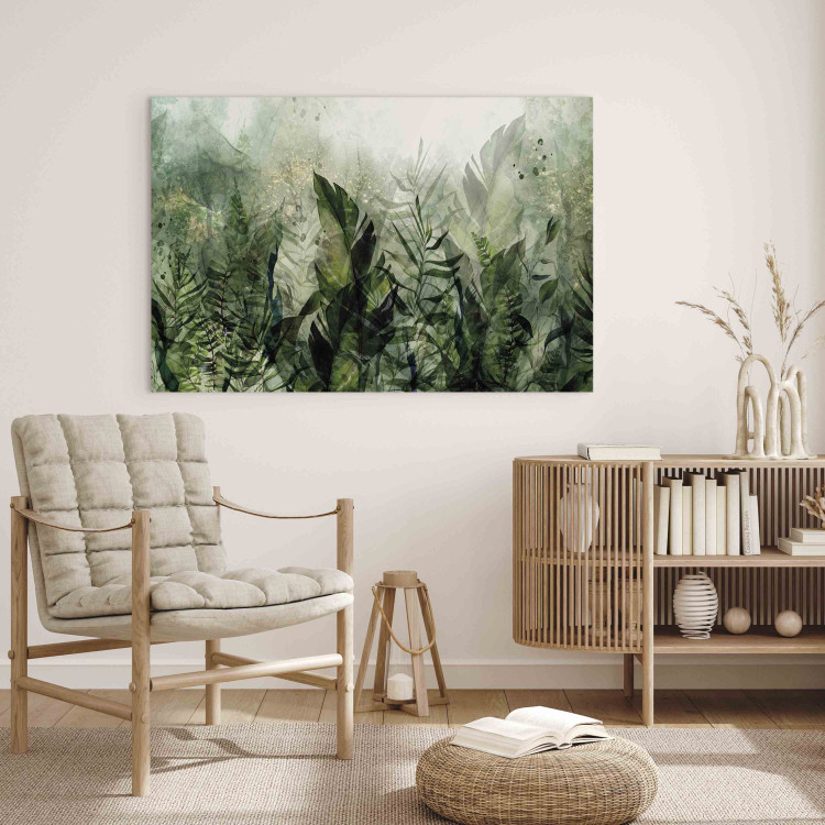 Canvas Art Print Jungle - Tropical Plants in Misty Dew in the Greens 151447 additionalImage 9