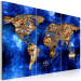 Canvas Print Golden Continents (3-part) - world map with a navy blue ocean 55247 additionalThumb 2
