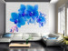 Wall Mural Blue Excitement - Energetic Orchids on a Brick Background in White 60247