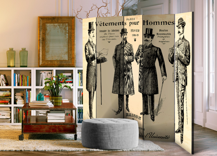 Room Divider Clothing for Men II - French writings and figures in retro style 95347 additionalImage 4