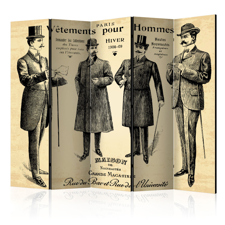 Room Divider Clothing for Men II - French writings and figures in retro style 95347