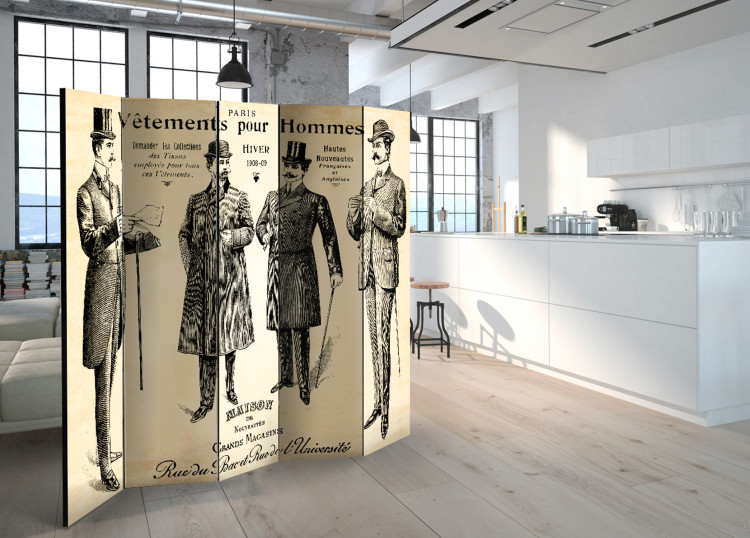 Room Divider Clothing for Men II - French writings and figures in retro style 95347 additionalImage 2