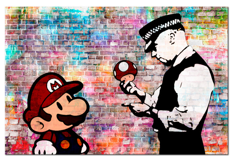 Canvas Art Print Banksy: Colourful Brick 98547