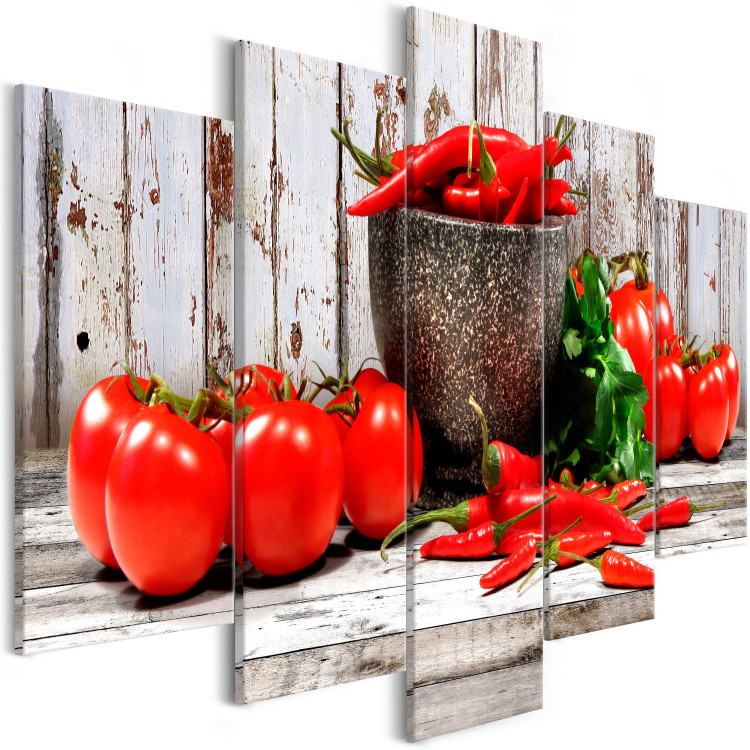 Canvas Print Red Vegetables (5 Parts) Wood Wide 107957 additionalImage 2