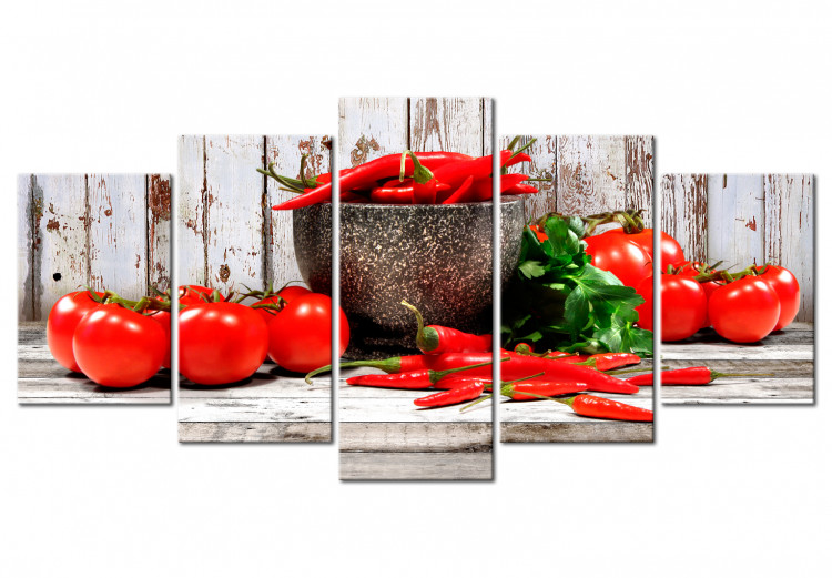 Canvas Print Red Vegetables (5 Parts) Wood Wide 107957
