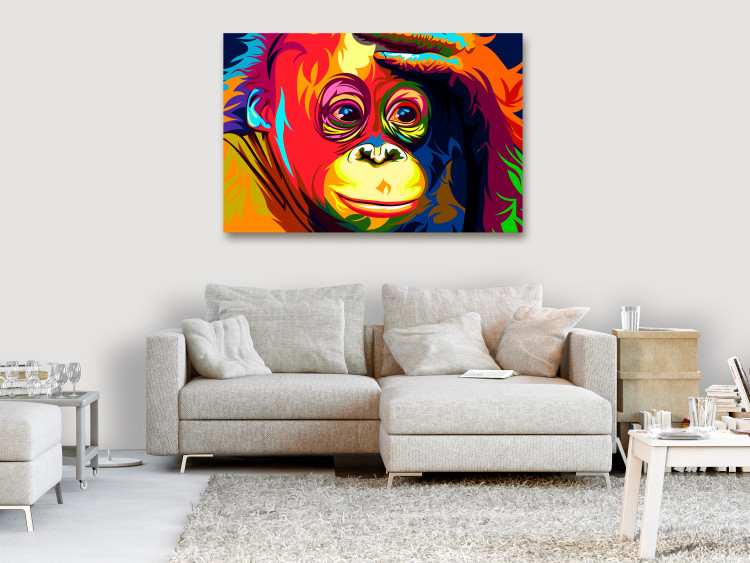 Canvas Art Print Colourful Orangutan (1 Part) Wide 108257 additionalImage 3
