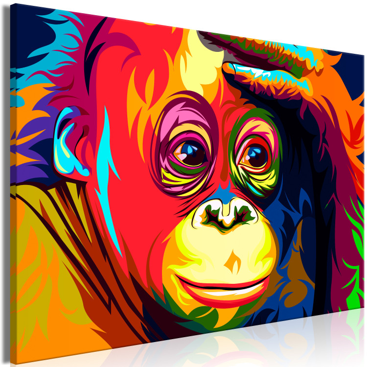 Canvas Art Print Colourful Orangutan (1 Part) Wide 108257 additionalImage 2