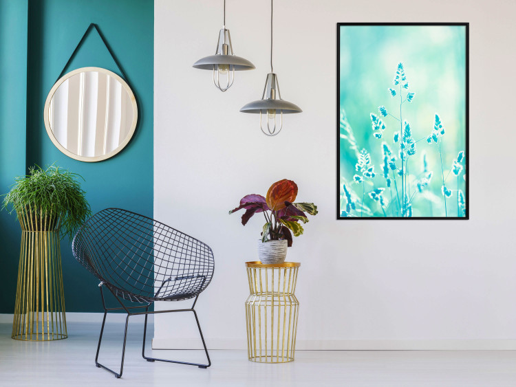 Wall Poster Green Meadow in the Countryside - plant composition in shades of turquoise 114457 additionalImage 3