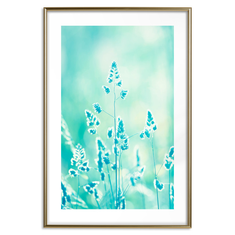 Wall Poster Green Meadow in the Countryside - plant composition in shades of turquoise 114457 additionalImage 14