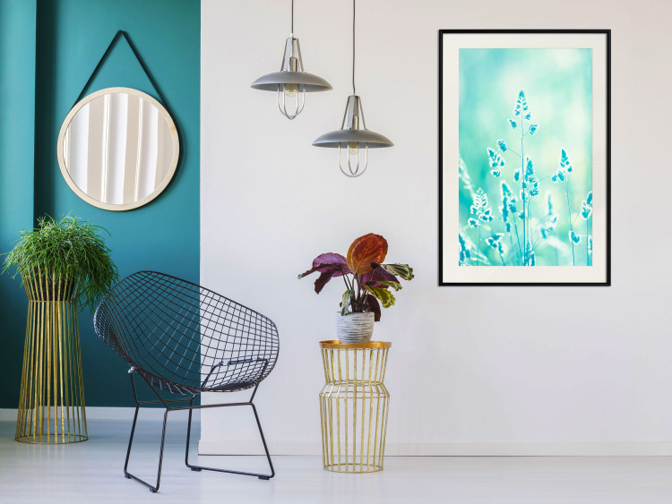 Wall Poster Green Meadow in the Countryside - plant composition in shades of turquoise 114457 additionalImage 22