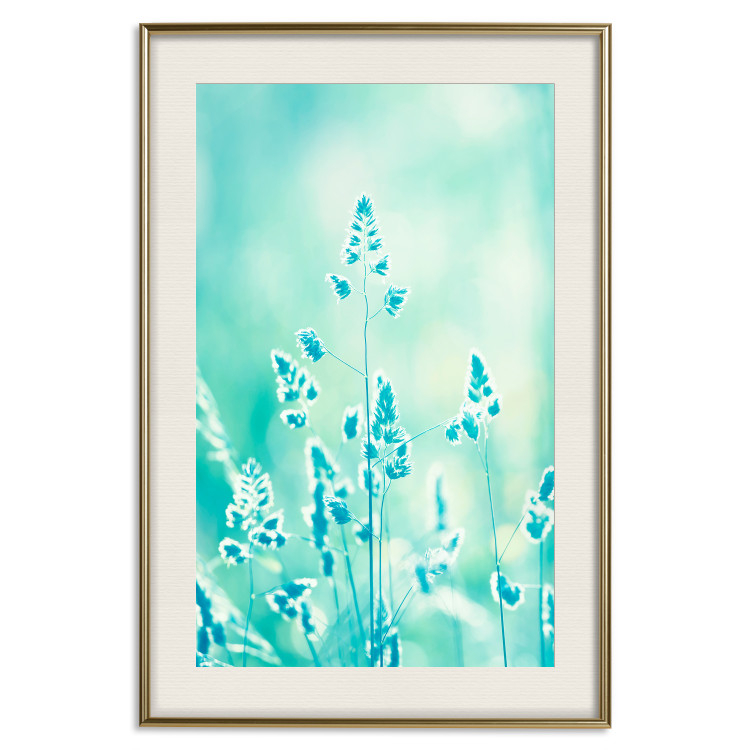 Wall Poster Green Meadow in the Countryside - plant composition in shades of turquoise 114457 additionalImage 19