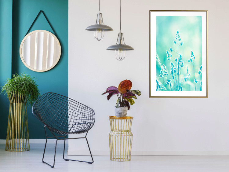 Wall Poster Green Meadow in the Countryside - plant composition in shades of turquoise 114457 additionalImage 15