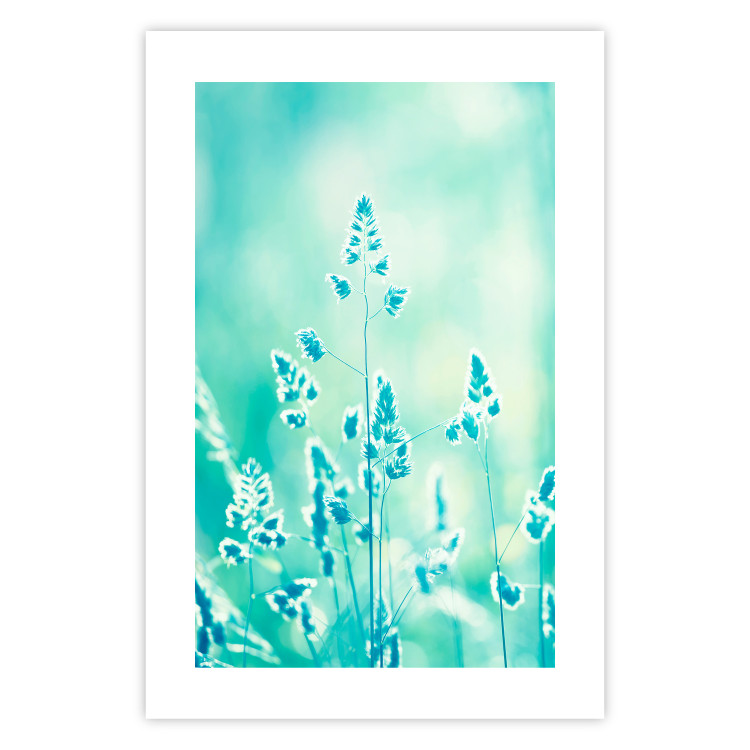 Wall Poster Green Meadow in the Countryside - plant composition in shades of turquoise 114457 additionalImage 19