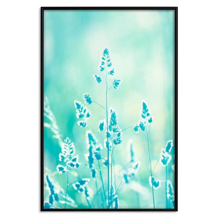 Wall Poster Green Meadow in the Countryside - plant composition in shades of turquoise 114457 additionalImage 24