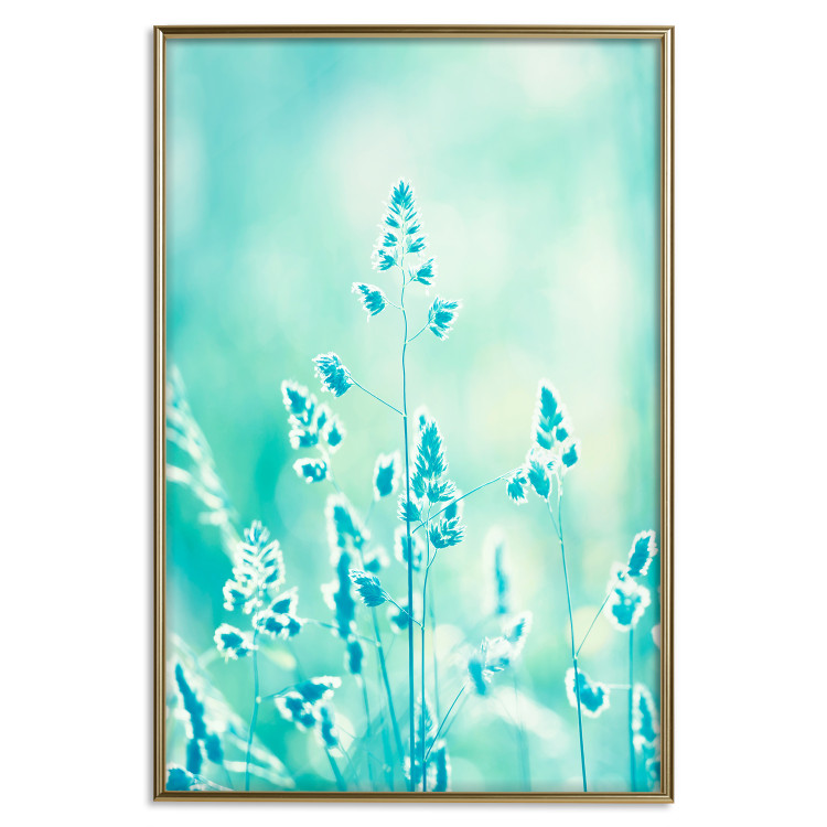 Wall Poster Green Meadow in the Countryside - plant composition in shades of turquoise 114457 additionalImage 16