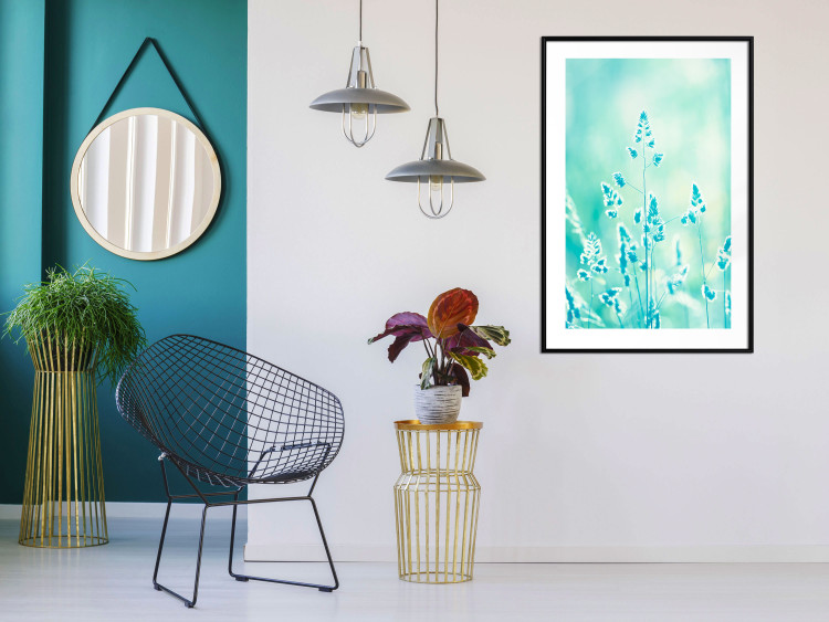 Wall Poster Green Meadow in the Countryside - plant composition in shades of turquoise 114457 additionalImage 4