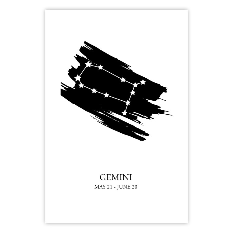 Wall Poster Zodiac signs: Gemini - black and white star constellation on white 114857 additionalImage 25