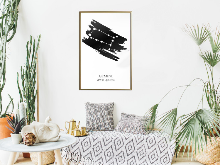 Wall Poster Zodiac signs: Gemini - black and white star constellation on white 114857 additionalImage 5