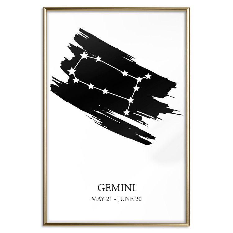 Wall Poster Zodiac signs: Gemini - black and white star constellation on white 114857 additionalImage 20