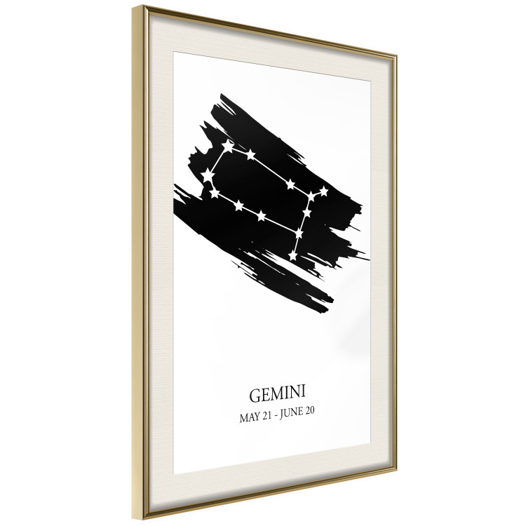 Wall Poster Zodiac signs: Gemini - black and white star constellation on white 114857 additionalImage 2