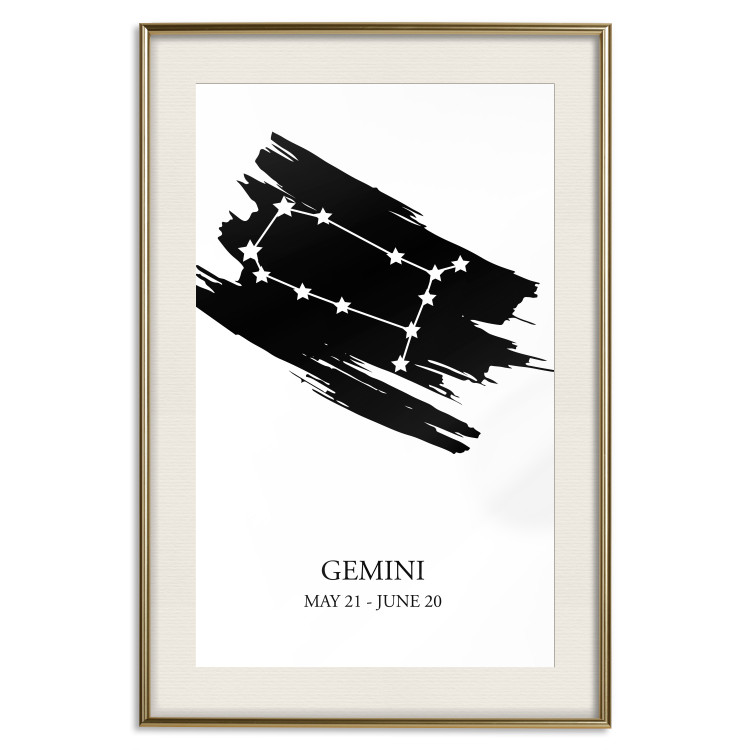 Wall Poster Zodiac signs: Gemini - black and white star constellation on white 114857 additionalImage 19