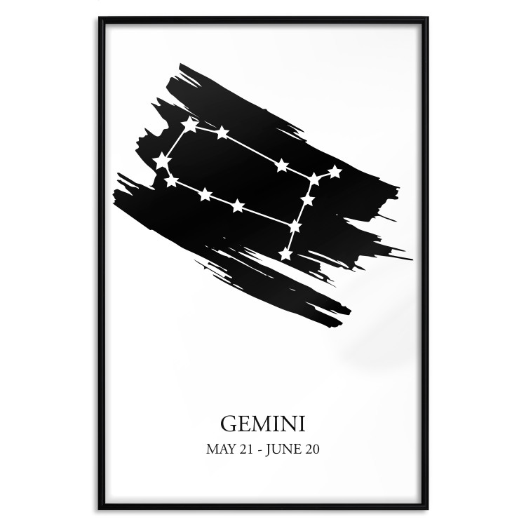 Wall Poster Zodiac signs: Gemini - black and white star constellation on white 114857 additionalImage 18